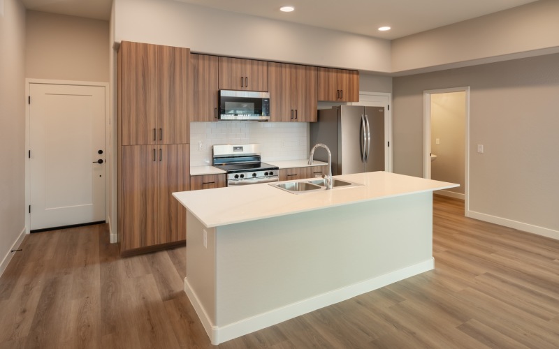 Well-lit kitchen with ample counter space