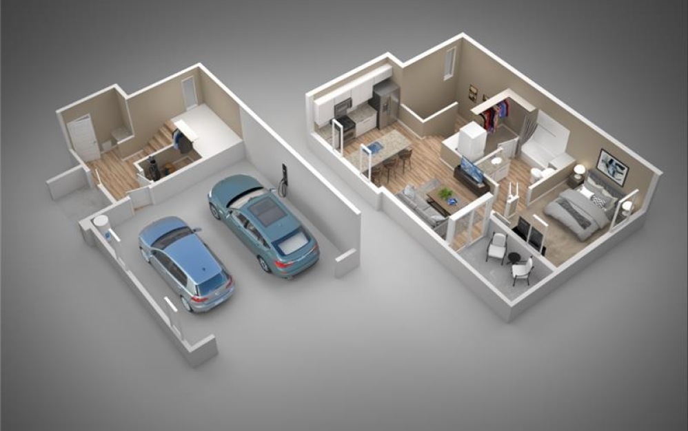Willow - 1 bedroom floorplan layout with 1 bathroom and 812 square feet