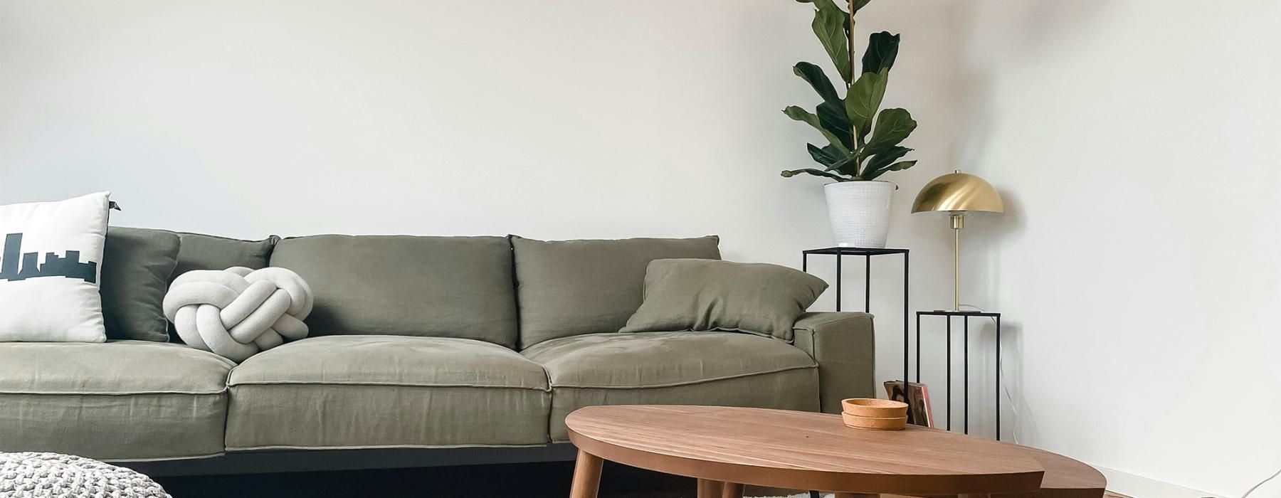 a living room with a couch and a coffee table